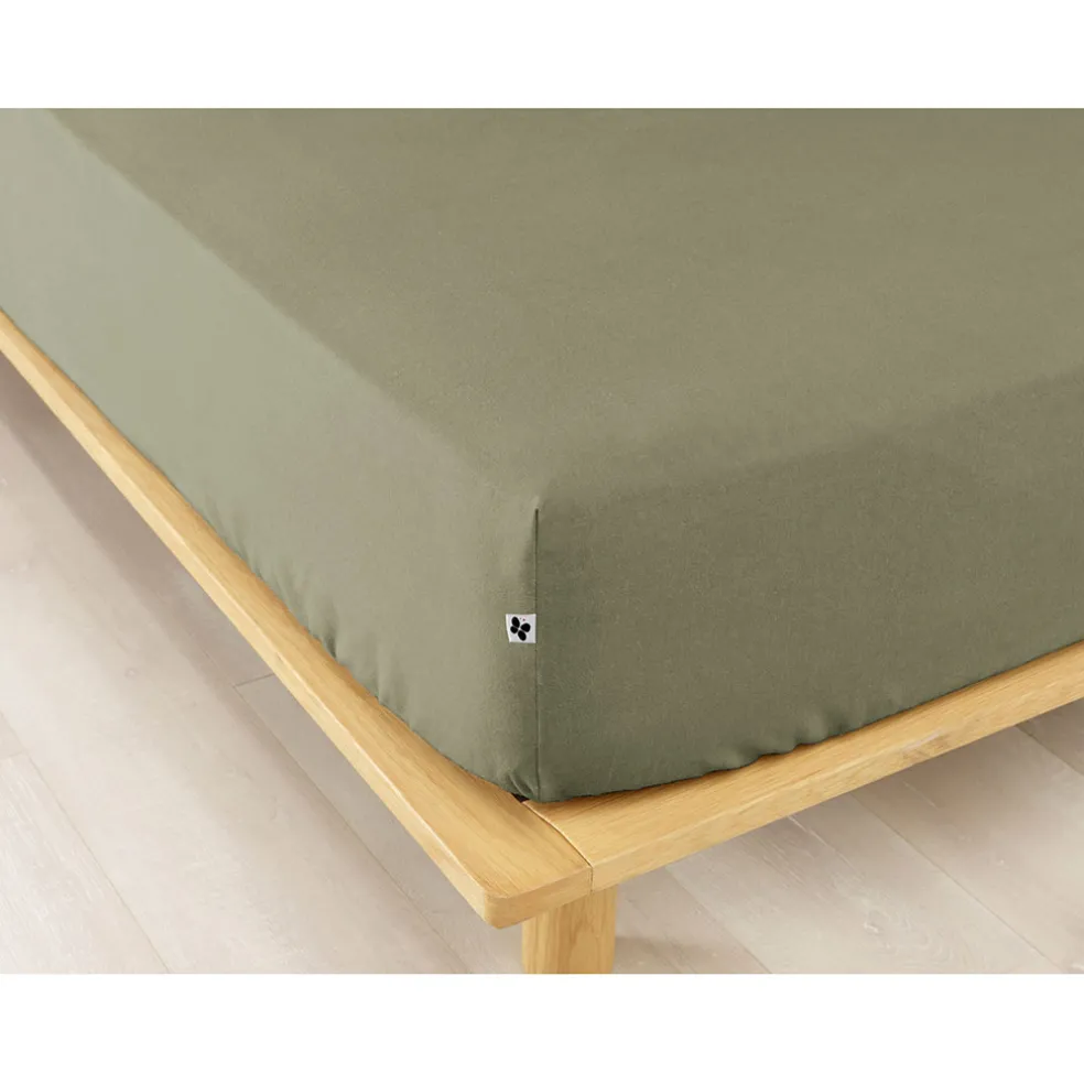 Drap housse en flanelle romarin 160x200cm - Candice