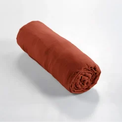 Drap housse en gaze de coton terracotta 90x190cm - Gaia