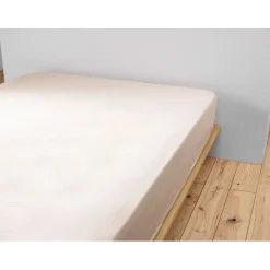 Drap housse en gaze de coton unie pampa 160x200cm - Gaia