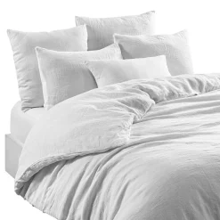 Drap housse en lin et coton blanc 160x200cm - Limy