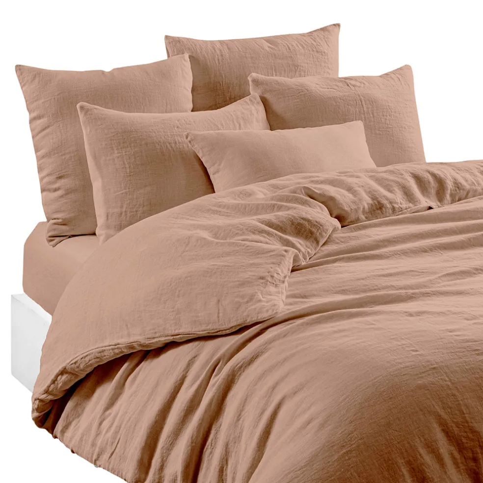 Drap housse en lin et coton cimarron 160x200cm - Limy