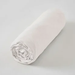 Drap housse en lin lavé craie 140x190cm - Soline