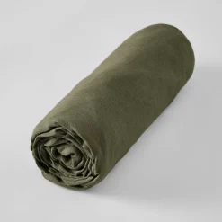 Drap housse en lin lavé thym 140x190cm - Soline