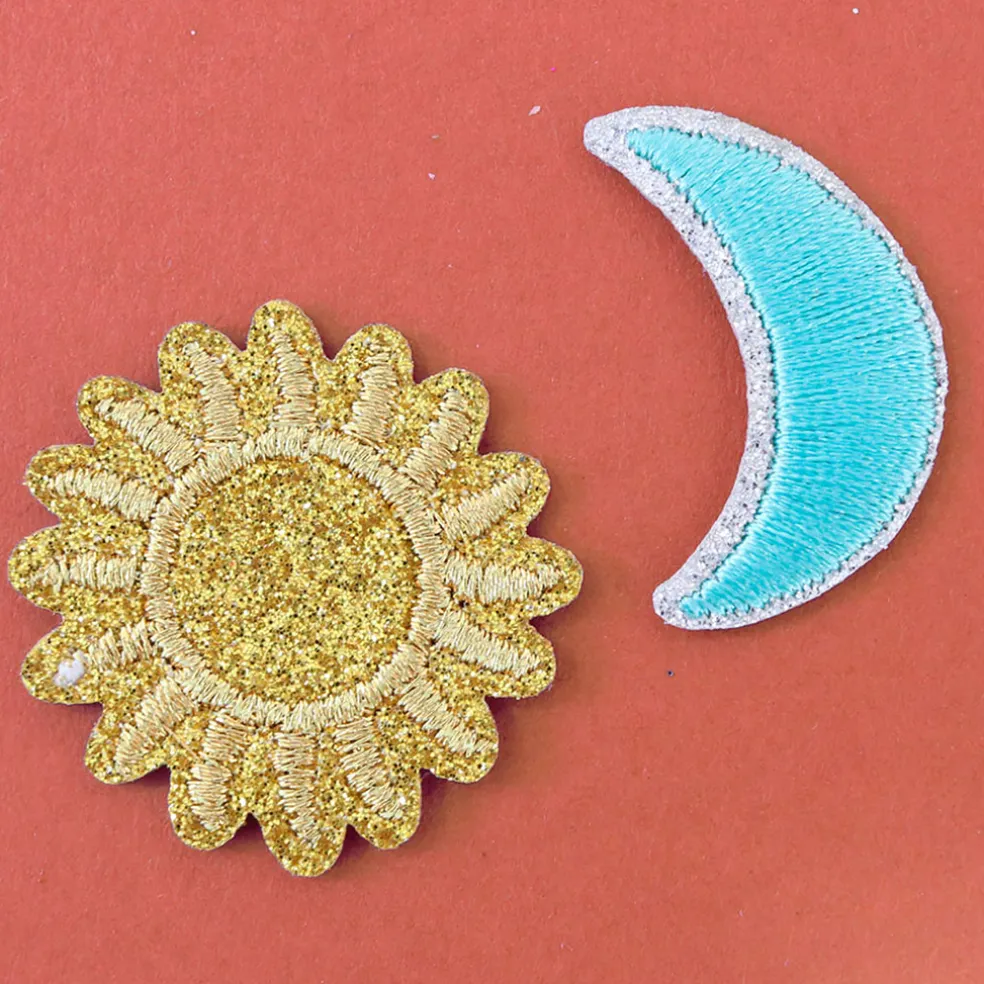 Ecusson thermocollant à paillettes - Soleil Et Lune