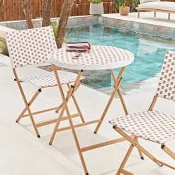 Ensemble table et chaises de jardin en résine naturelle - Bellano