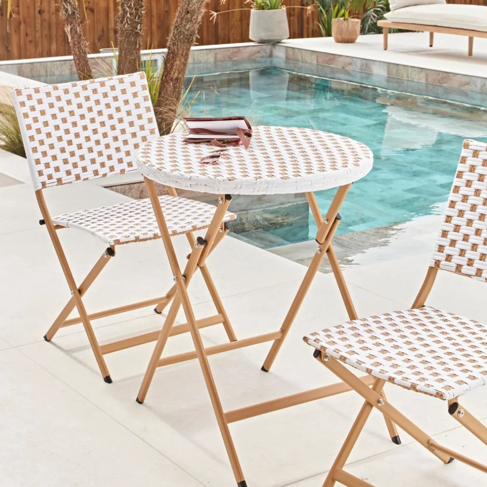 Ensemble table et chaises de jardin en résine naturelle - Bellano