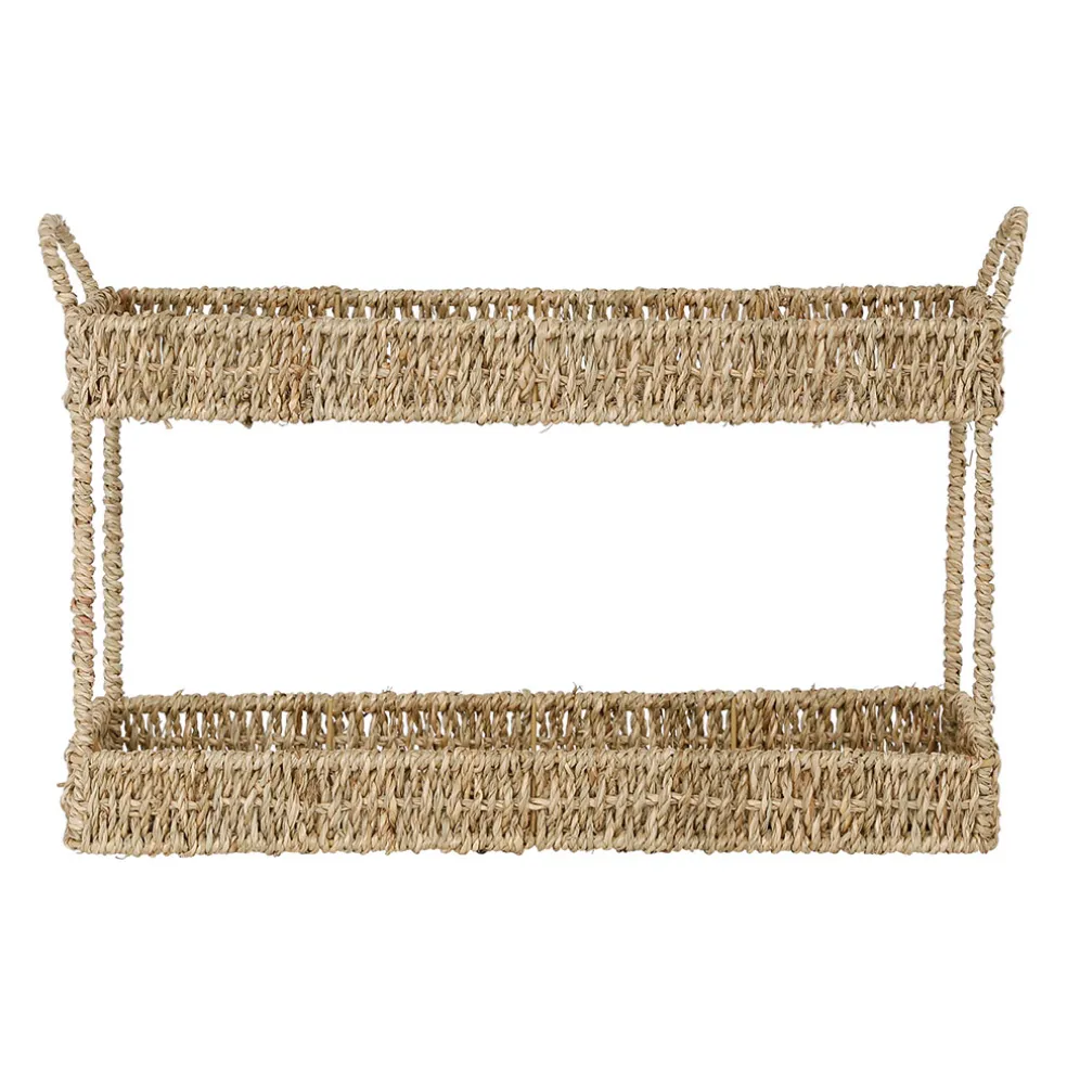 Etagere 2 niveaux en jonc de mer naturel h26.5cm - Borneo