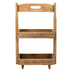 Etagere 2 paniers en bois recyclé naturel h65.5cm - Campagne