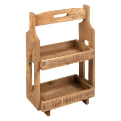 Etagere 2 paniers en bois recyclé naturel h65.5cm - Campagne