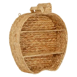 Etagere murale 2 niveaux en jacynthe d'eau et fer naturel h59cm - Pomme