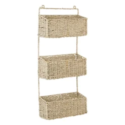 Etagere murale 3 paniers recif naturel en jonc de mer