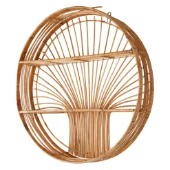 Etagere murale ronde en rotin naturel - Floraly