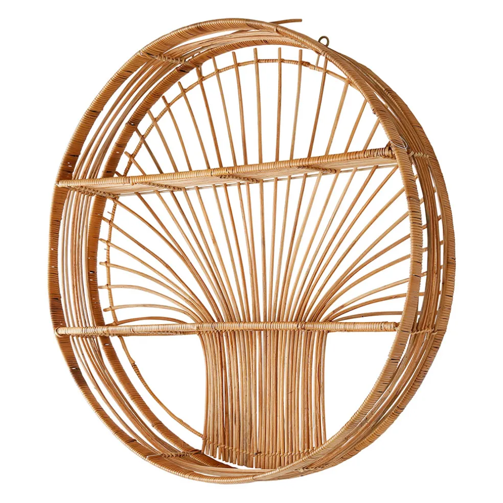 Etagere murale ronde en rotin naturel - Floraly