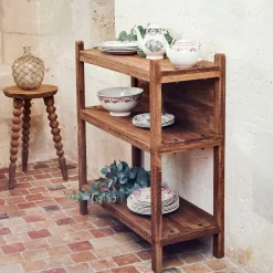 Etagère 3 niveaux en bois recyclé naturel 90x35xh100cm - Campagne