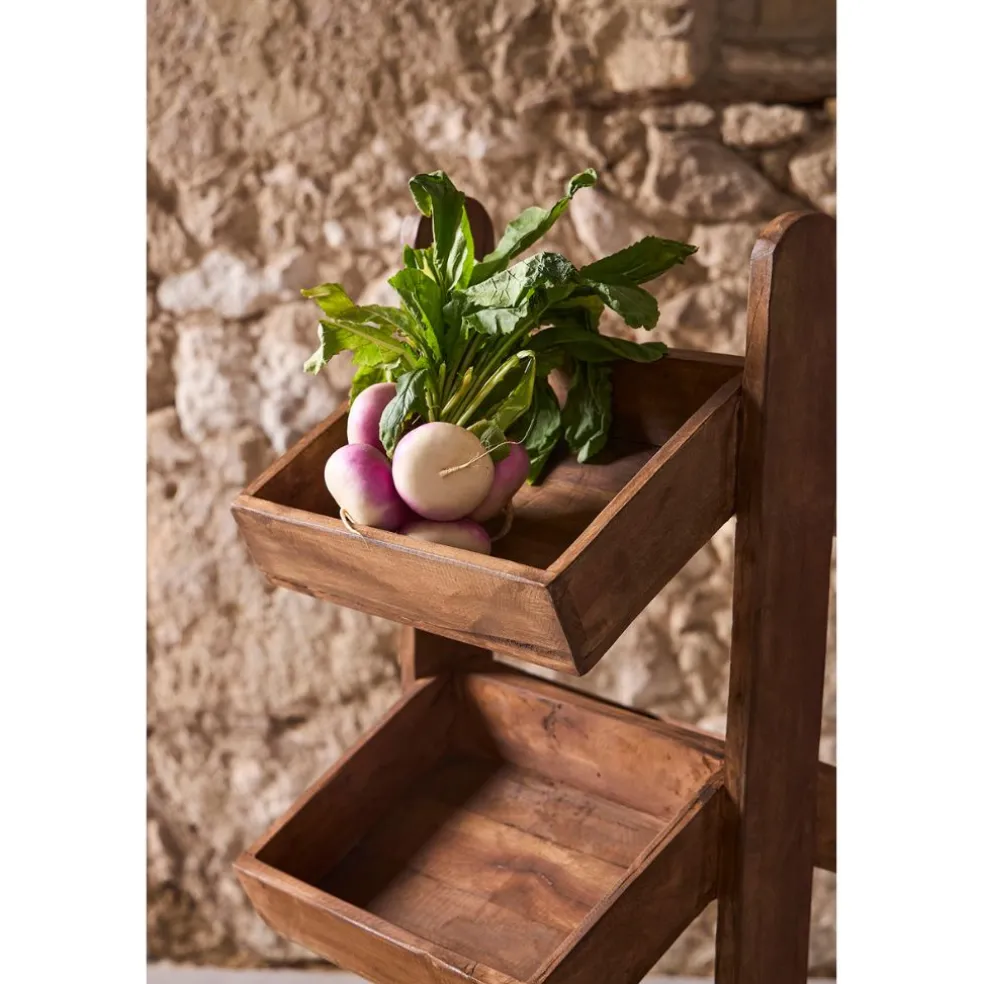 Etagère 3 plateaux en bois recyclés naturel H100cm - Campagne