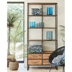 Etagère en fer noir et bois d' acacia H200cm- Factory