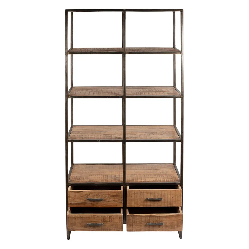 Etagère en fer noir et bois d' acacia H200cm- Factory