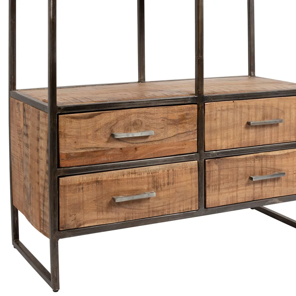 Etagère en fer noir et bois d' acacia H200cm- Factory