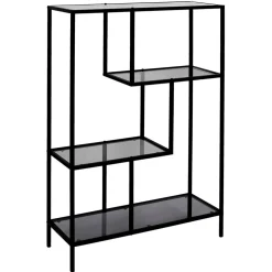 Etagère en fer noir et verre fumé h113cm - Edgard