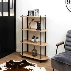 Etagère en pin et bois naturel et noir h113cm - Cobe