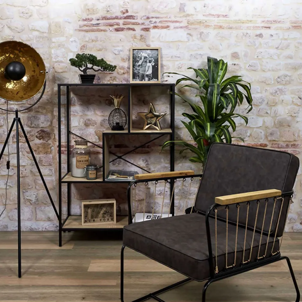 Etagère industrielle en bois et métal H113cm - Edgard