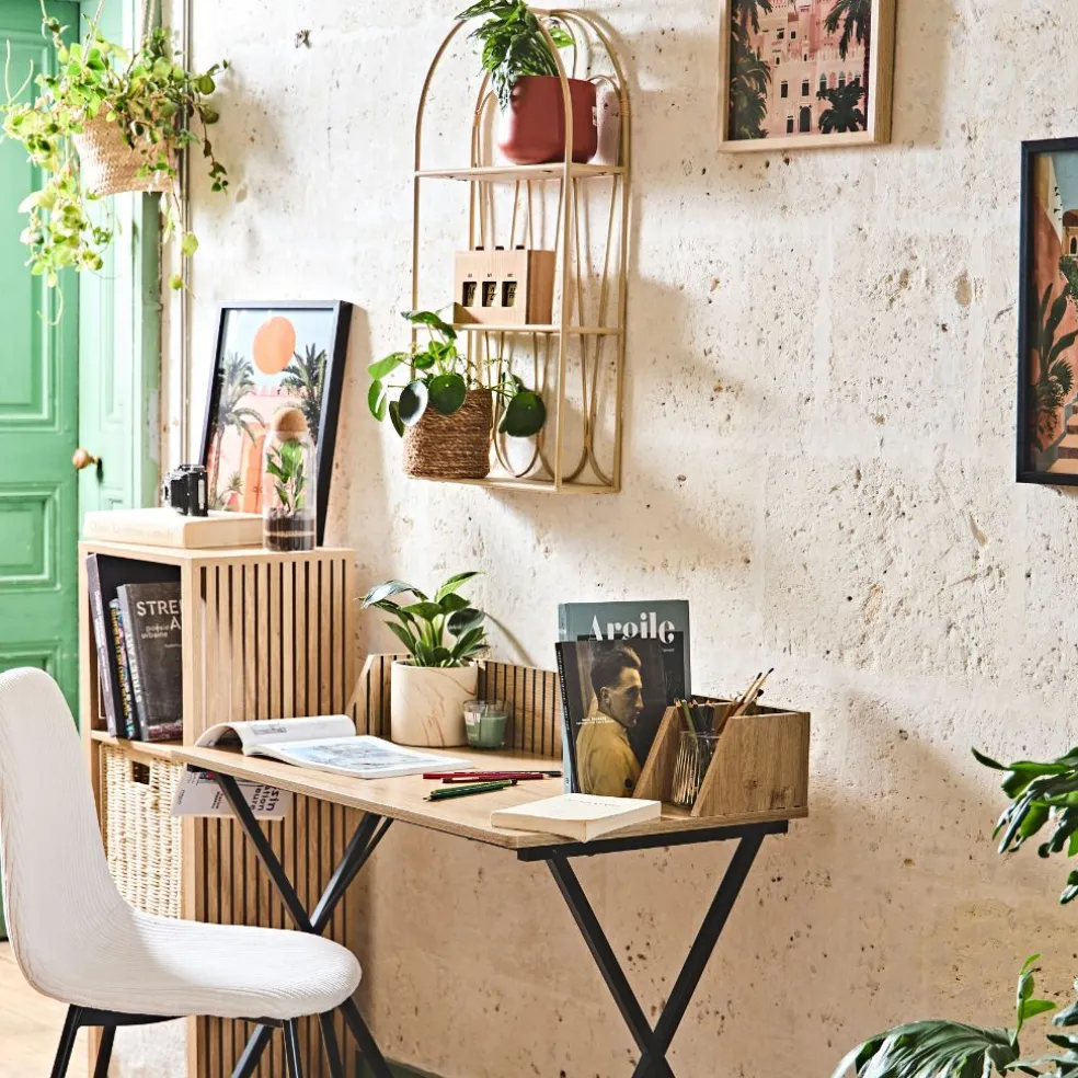 Etagère murale 3 niveaux en paulownia naturel h73cm - Java