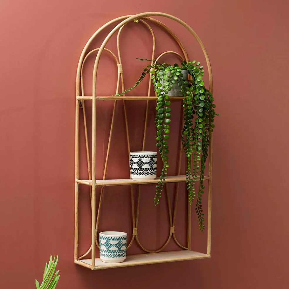 Etagère murale 3 niveaux en paulownia naturel h73cm - Java