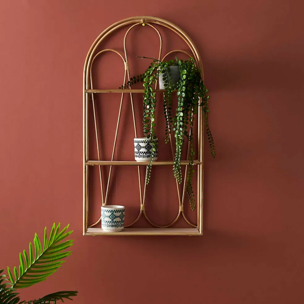 Etagère murale 3 niveaux en paulownia naturel h73cm - Java