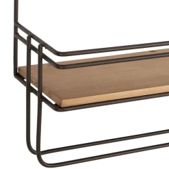 Etagère murale avec dévodoir en fer brun et sapin - Maison De Campa