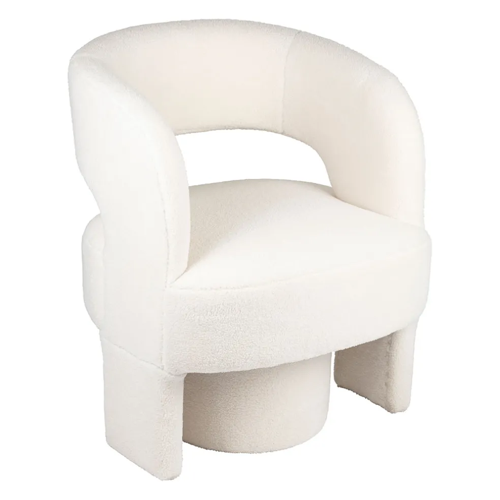 Fauteuil avec tabouret bouclette ecru - Organic