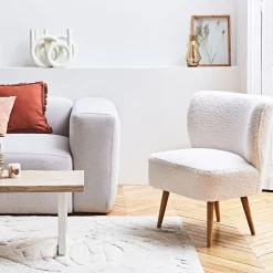 Fauteuil bouclette blanc crème - Elément