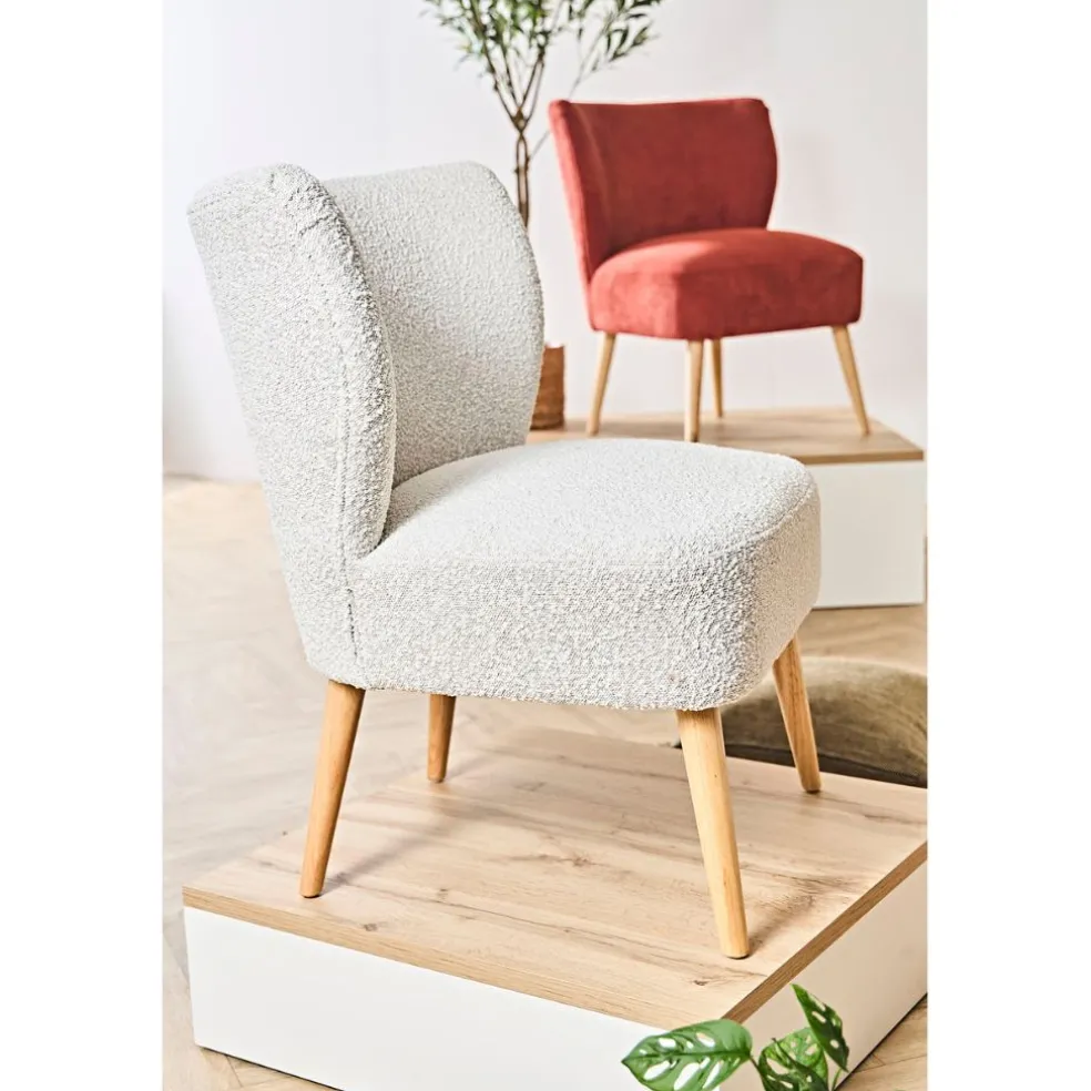 Fauteuil bouclette blanc - Eleonor