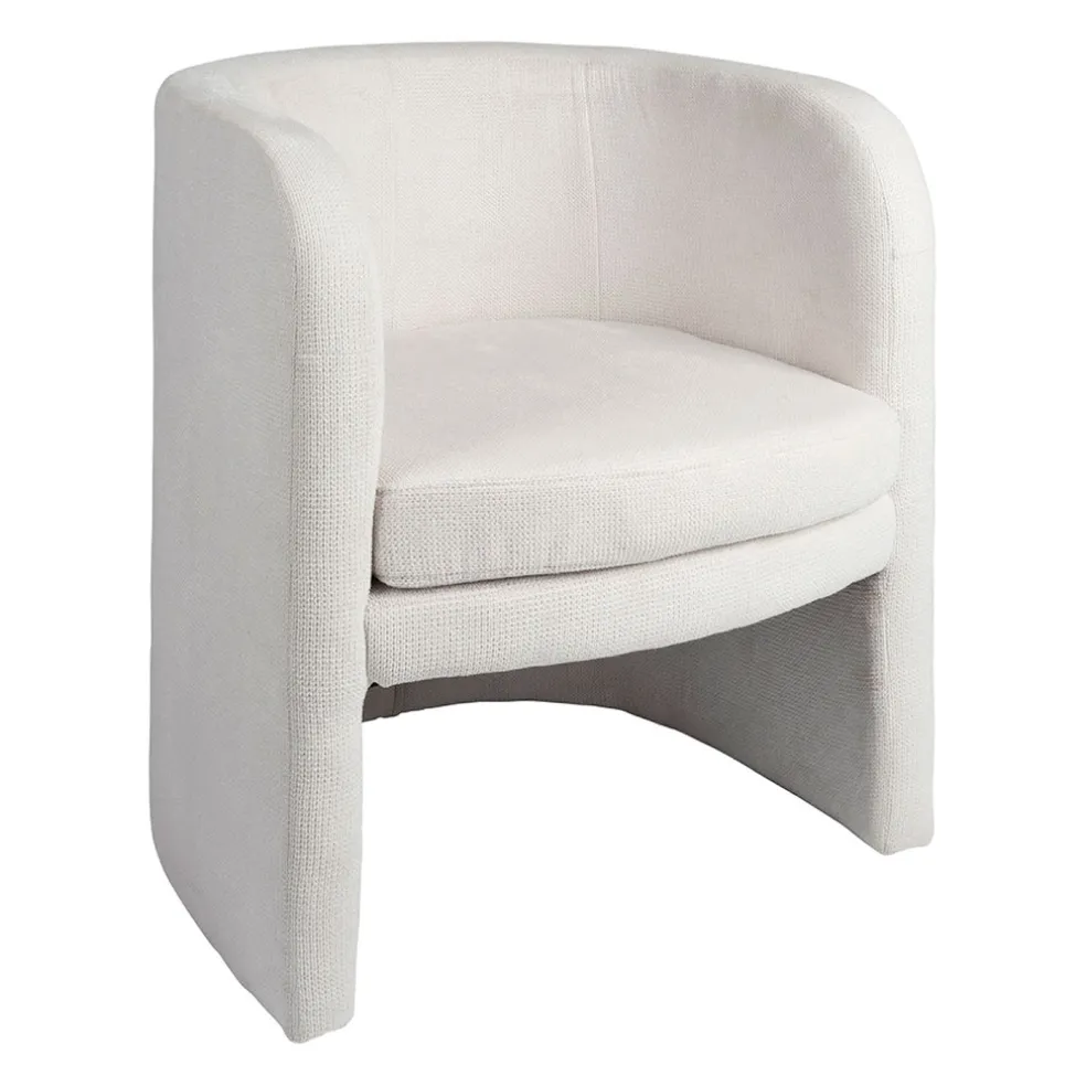 Fauteuil club en tissu écru - Tessia