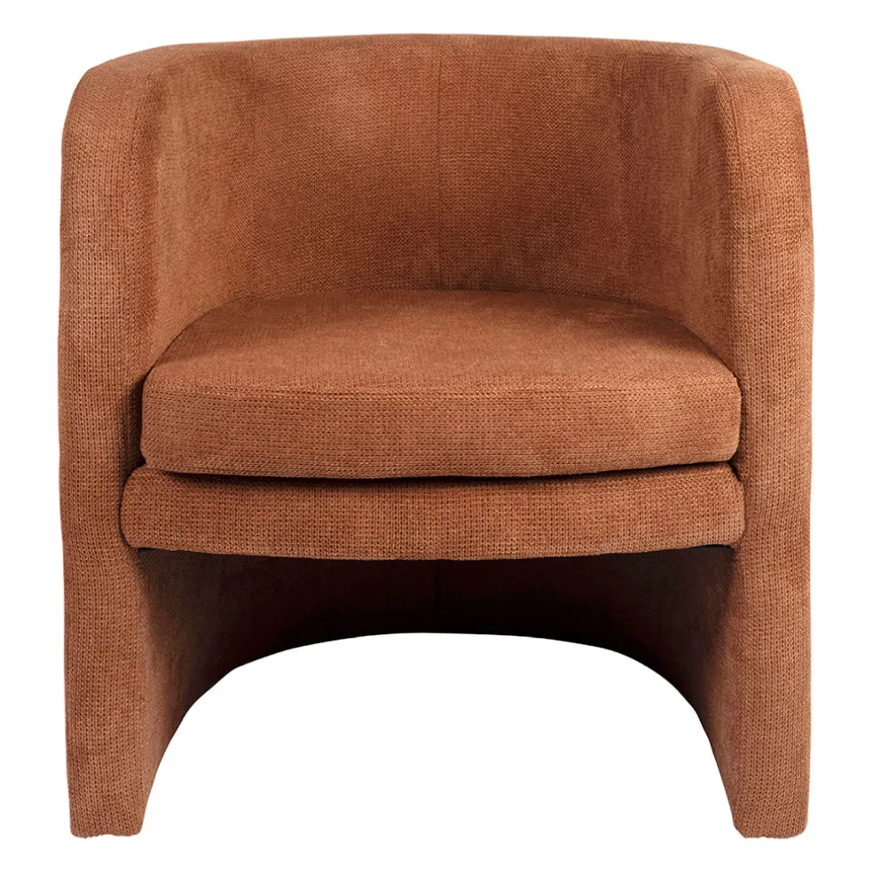 Fauteuil club en tissu terracotta - Tessia