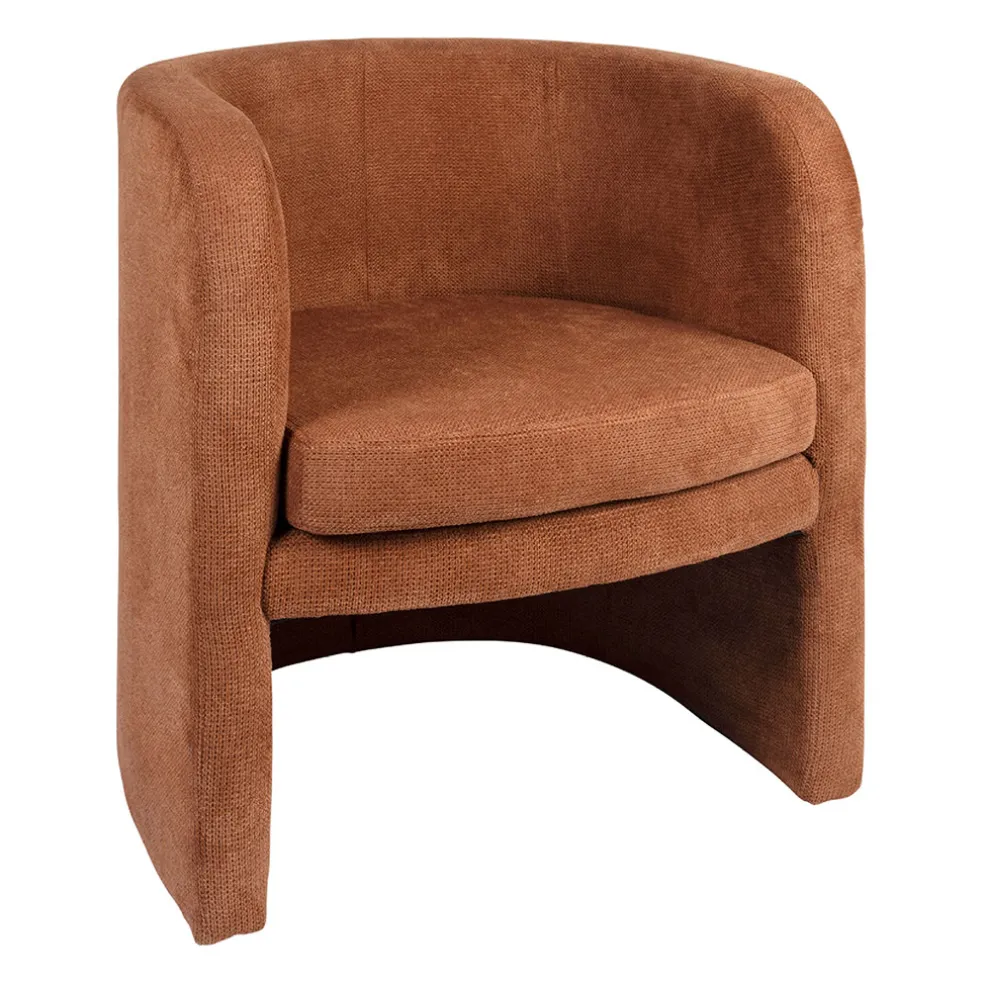 Fauteuil club en tissu terracotta - Tessia