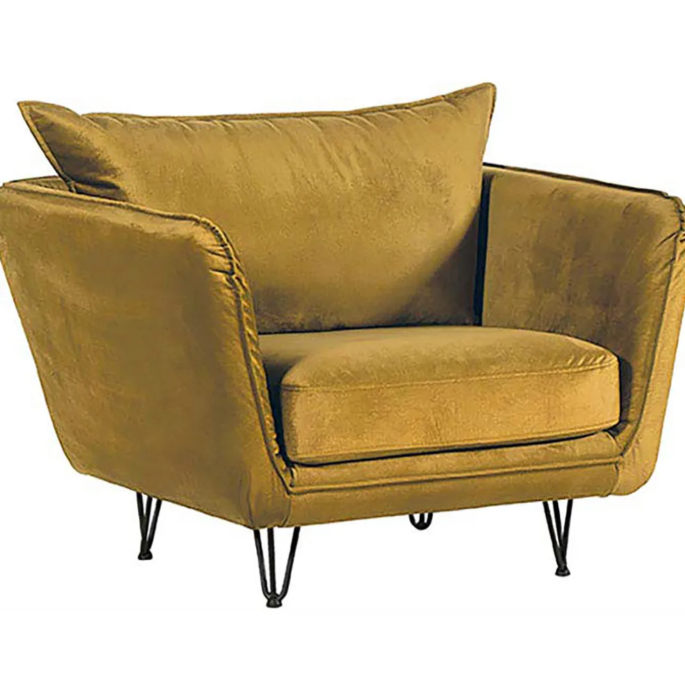 Fauteuil club tissu ocre - Harry