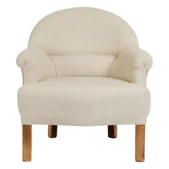 Fauteuil crapaud en pin et coton crème - Chambray