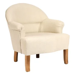 Fauteuil crapaud en pin et coton crème - Chambray