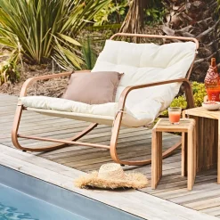 Fauteuil de jardin à bascule beige - Miami