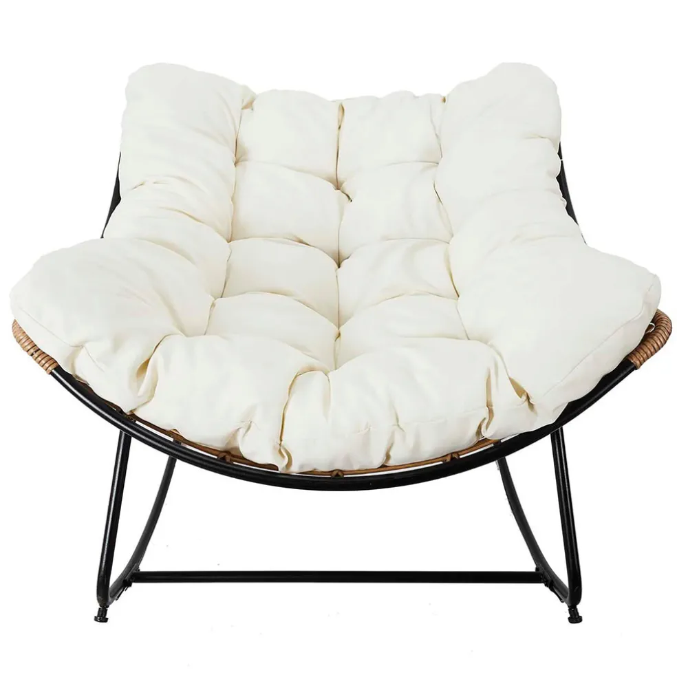 Fauteuil de jardin a bascule coussin beige -Tamia