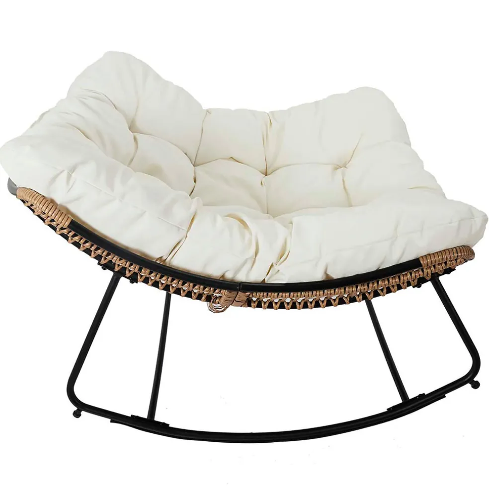 Fauteuil de jardin a bascule coussin beige -Tamia