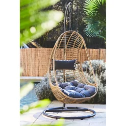 Fauteuil de jardin oeuf suspendu en resine tressée - Riga