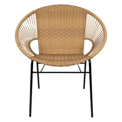 Fauteuil de jardin rond effet cannage naturel - Malaya