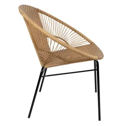 Fauteuil de jardin rond effet cannage naturel - Malaya