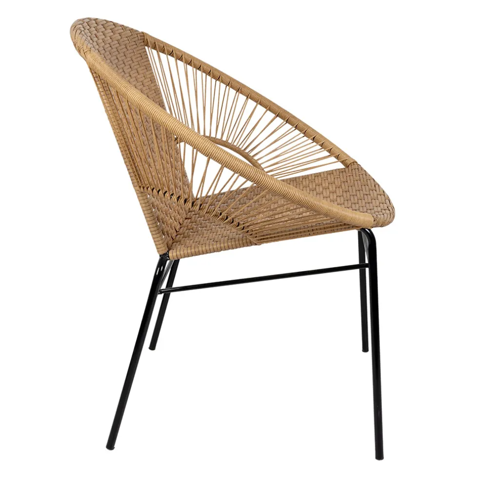 Fauteuil de jardin rond effet cannage naturel - Malaya