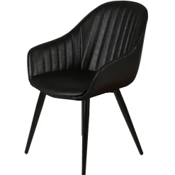 Fauteuil de salle à manger effet cuir noir - Ben