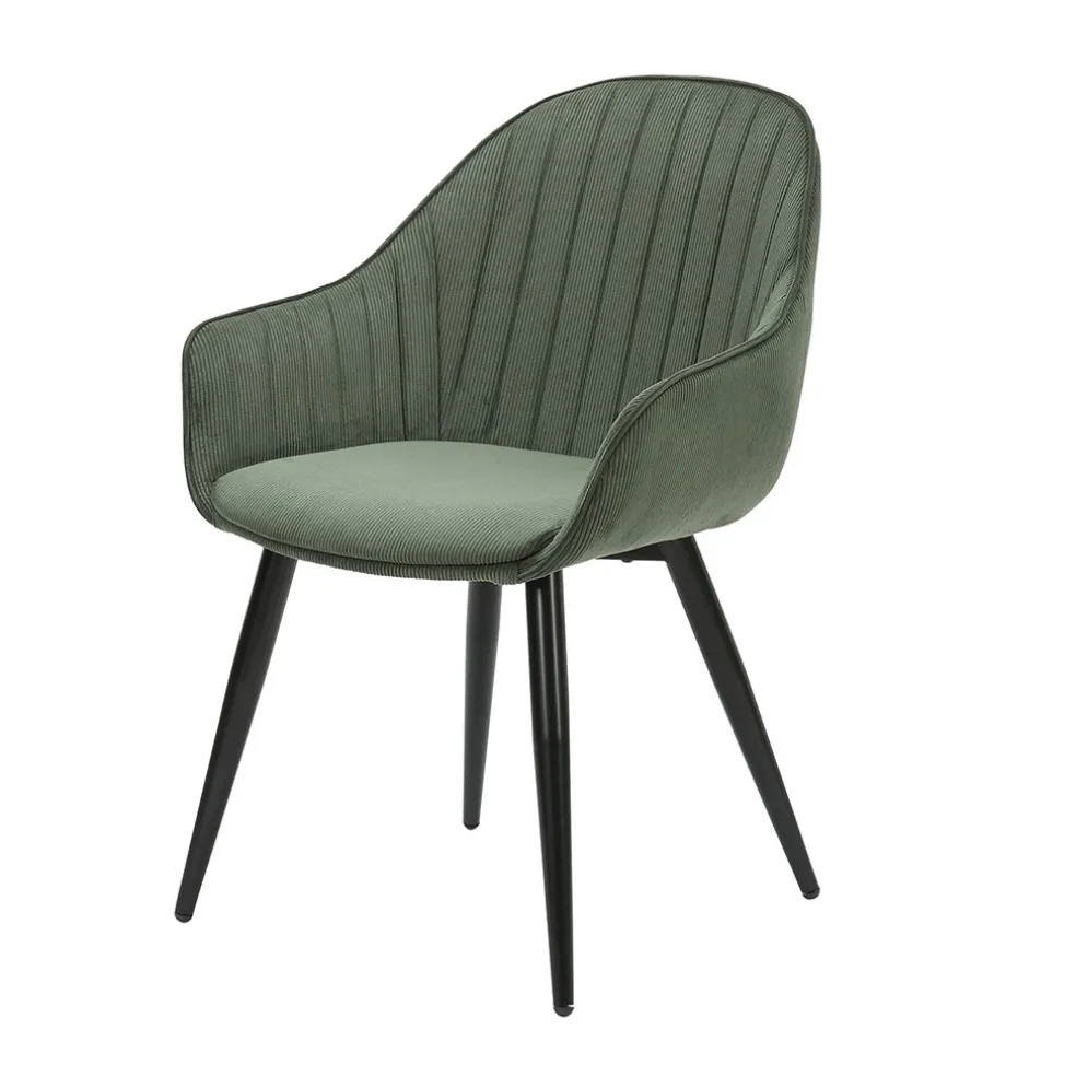 Fauteuil de salle à manger en velours côtelé kaki - Ben