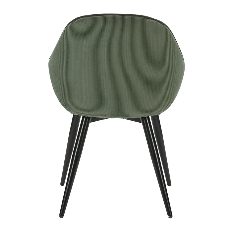 Fauteuil de salle à manger en velours côtelé kaki - Ben