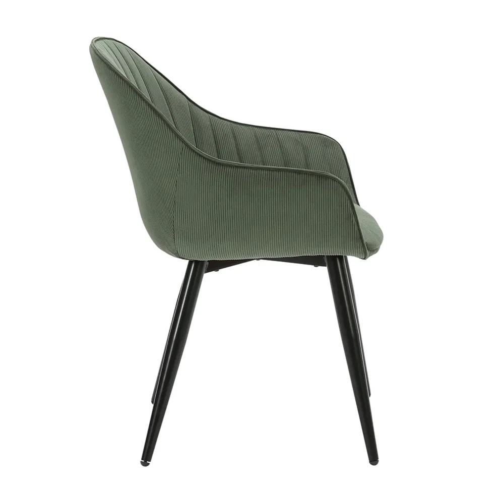 Fauteuil de salle à manger en velours côtelé kaki - Ben