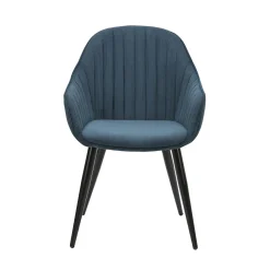Fauteuil de salle à manger en velours côtelé bleu - Ben